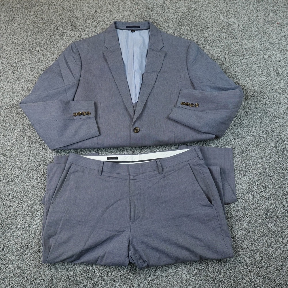 J Crew Ludlow 2 Piece Suit Mens 44R Jacket Coat 34X30 Trouser Pants Blue Stripe